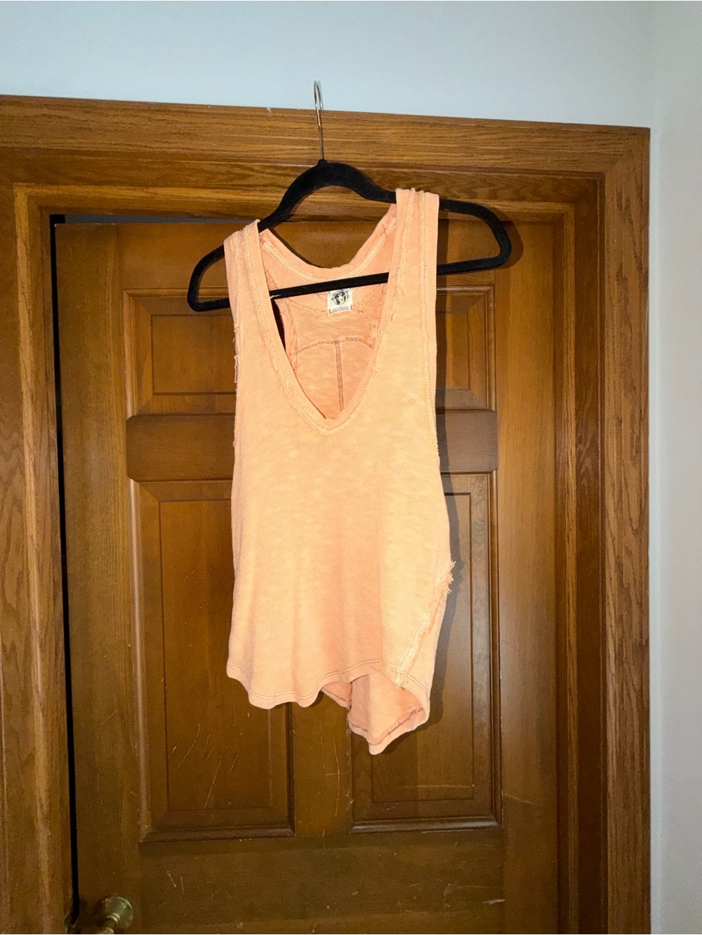 We The Free Peach V-Neck Raw-Edge Tank